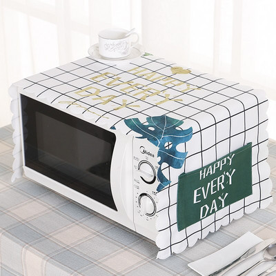 Bavlnený ľanový kryt na mikrovlnnú rúru, chladničku, vodeodolný s úložným vreckom, kuchynské doplnky, dekorácia domova 35x100cm