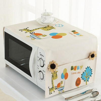 Bavlnený ľanový kryt na mikrovlnnú rúru, chladničku, vodeodolný s úložným vreckom, kuchynské doplnky, dekorácia domova 35x100cm
