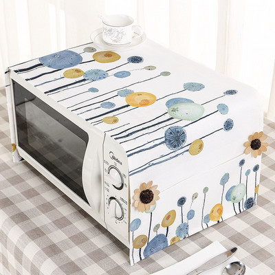Bavlnený ľanový kryt na mikrovlnnú rúru, chladničku, vodeodolný s úložným vreckom, kuchynské doplnky, dekorácia domova 35x100cm