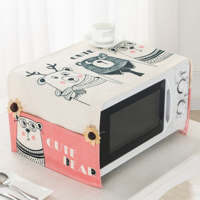 Bavlnený ľanový kryt na mikrovlnnú rúru, chladničku, vodeodolný s úložným vreckom, kuchynské doplnky, dekorácia domova 35x100cm