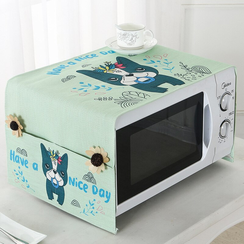 Bavlnený ľanový kryt na mikrovlnnú rúru, chladničku, vodeodolný s úložným vreckom, kuchynské doplnky, dekorácia domova 35x100cm