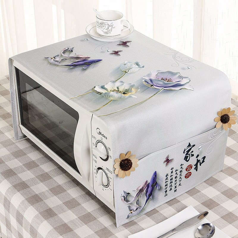 Bavlnený ľanový kryt na mikrovlnnú rúru, chladničku, vodeodolný s úložným vreckom, kuchynské doplnky, dekorácia domova 35x100cm