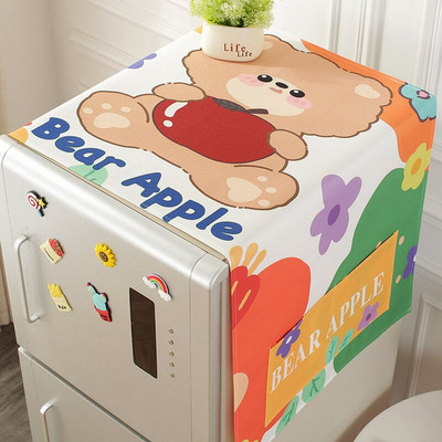 Capac drăguț pentru mașină de spălat cu desene animate Capac de praf pentru mașină de spălat cu animale minunate, cuptor cu microunde, frigider, Protecor Home Decor