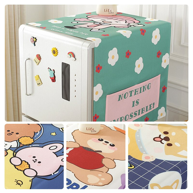 Capac drăguț pentru mașină de spălat cu desene animate Capac de praf pentru mașină de spălat cu animale minunate, cuptor cu microunde, frigider, Protecor Home Decor