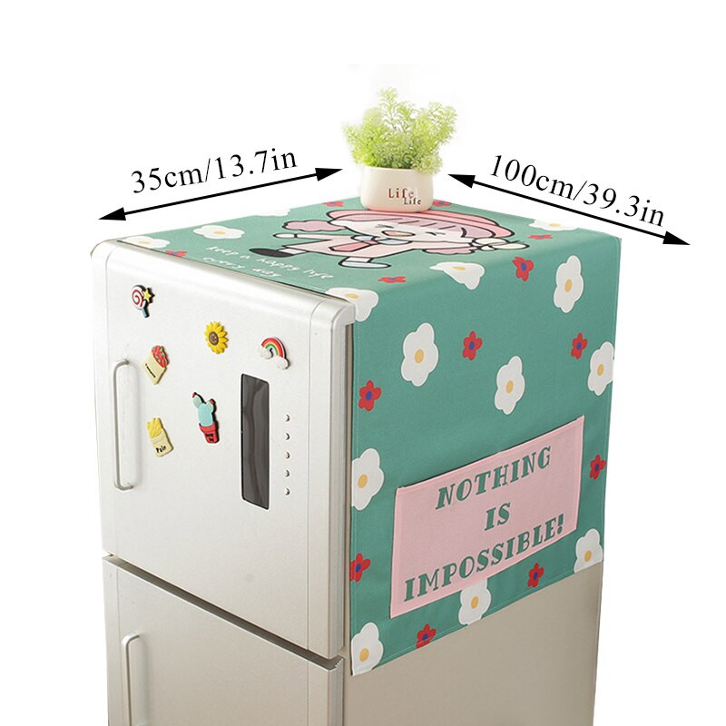 Capac drăguț pentru mașină de spălat cu desene animate Capac de praf pentru mașină de spălat cu animale minunate, cuptor cu microunde, frigider, Protecor Home Decor