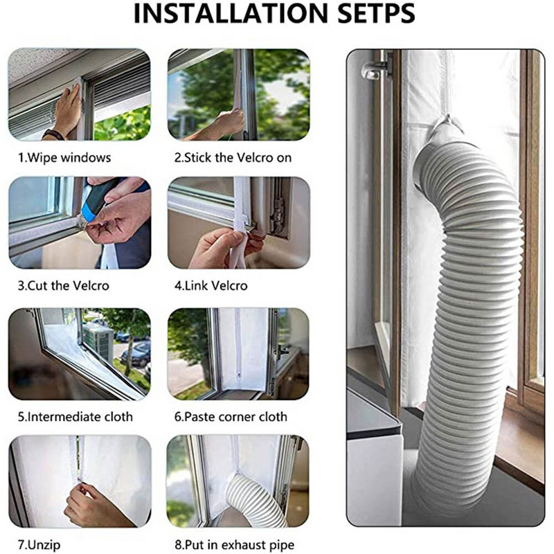 Garnitură nouă pentru fereastră pentru unitatea de climatizare Sigiliu universal pentru geamuri de blocare a aerului Placă de pânză pentru ieșire Kit de etanșare pentru ferestre pentru aer condiționat mobil