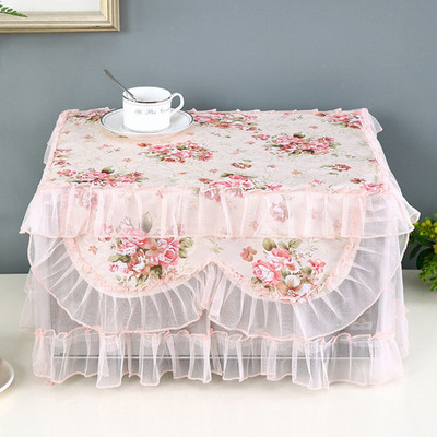 Prenosný kryt na mikrovlnnú rúru s čipkou v štýle pastoračného čipkovaného polyesterového šnúrového okraja, kuchynský riad, núdzový kryt na mikrovlnnú rúru