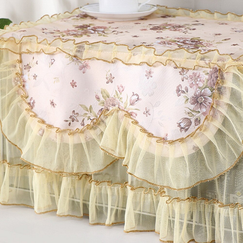 Prenosný kryt na mikrovlnnú rúru s čipkou v štýle pastoračného čipkovaného polyesterového šnúrového okraja, kuchynský riad, núdzový kryt na mikrovlnnú rúru