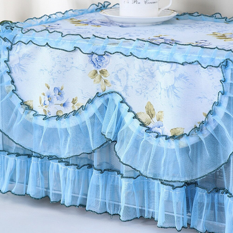 Prenosný kryt na mikrovlnnú rúru s čipkou v štýle pastoračného čipkovaného polyesterového šnúrového okraja, kuchynský riad, núdzový kryt na mikrovlnnú rúru