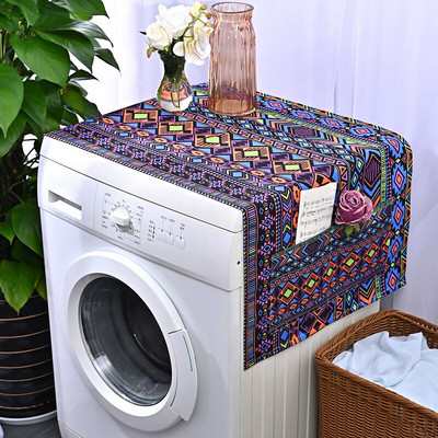 Retro Boho Paisley Vintage kvetinový bavlnený ľanový univerzálny kryt na mikrovlnnú rúru s kosoštvorcovým geometrickým vzorom, kryt na elektrickú rúru