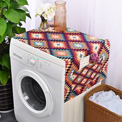 Retro Boho Paisley Vintage kvetinový bavlnený ľanový univerzálny kryt na mikrovlnnú rúru s kosoštvorcovým geometrickým vzorom, kryt na elektrickú rúru