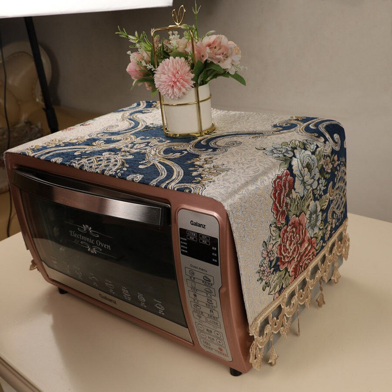 Kryty na mikrovlnné rúry v európskom štýle s kvetinovou výšivkou, prachotesné, kuchynské, olejotesné, viacúčelové, bytové dekorácie
