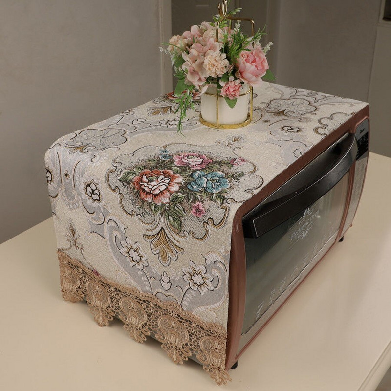 Kryty na mikrovlnné rúry v európskom štýle s kvetinovou výšivkou, prachotesné, kuchynské, olejotesné, viacúčelové, bytové dekorácie