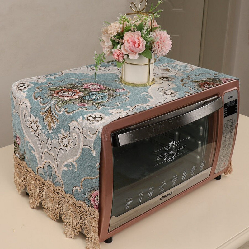 Kryty na mikrovlnné rúry v európskom štýle s kvetinovou výšivkou, prachotesné, kuchynské, olejotesné, viacúčelové, bytové dekorácie