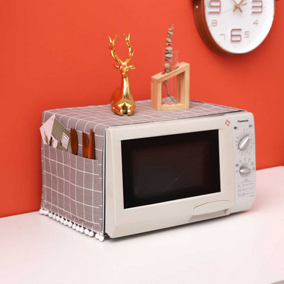 Bavlnený ľanový kryt na mikrovlnnú rúru so strapcami, kuchynské doplnky, dekorácia do kuchyne pre domácnosť, severský kryt na mikrovlnnú rúru