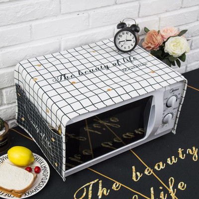 Severský štýl Bavlna a konope čierna biela mriežka Kryt na mikrovlnnú rúru Cobertura para beterraba Cubierta de polvo para horno