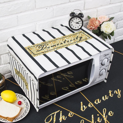 Severský štýl Bavlna a konope čierna biela mriežka Kryt na mikrovlnnú rúru Cobertura para beterraba Cubierta de polvo para horno