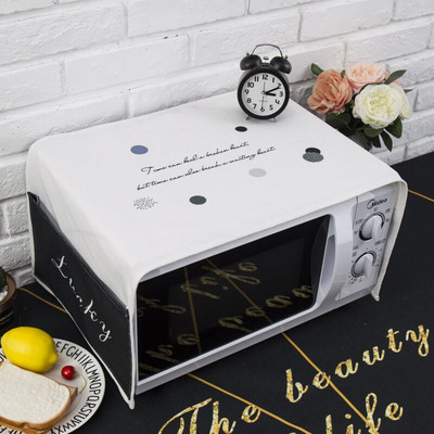 Severský štýl Bavlna a konope čierna biela mriežka Kryt na mikrovlnnú rúru Cobertura para beterraba Cubierta de polvo para horno