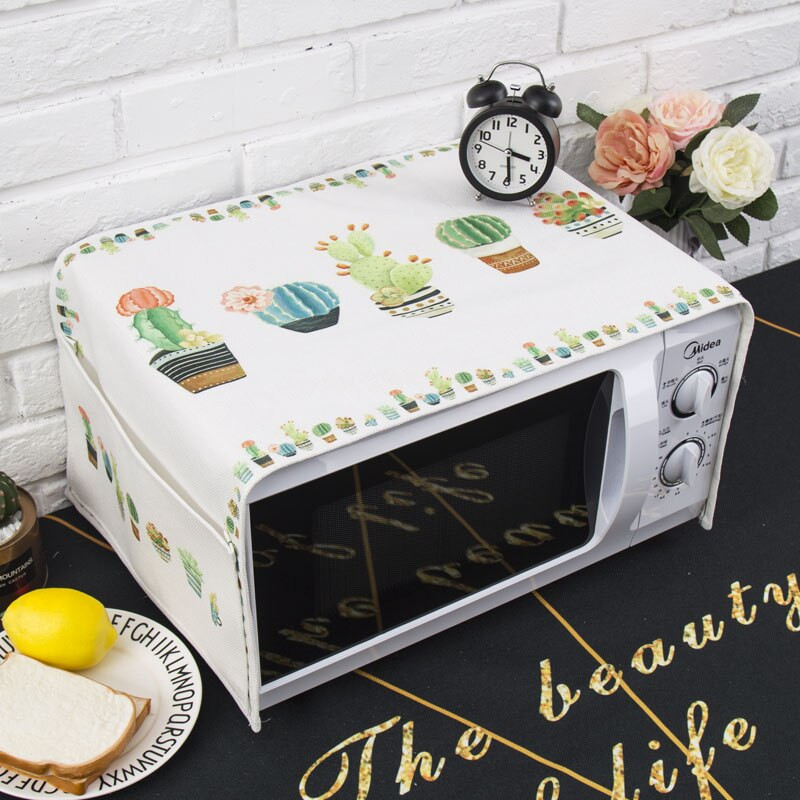 Nordijski stil Cvijeće pamuka i konoplje Pokrivač za mikrovalnu pećnicu Cobertura para beterraba Cubierta de polvo para horno