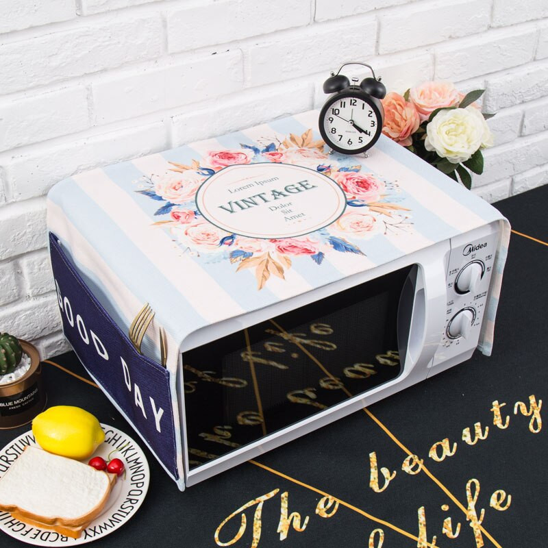 Nordijski stil Cvijeće pamuka i konoplje Pokrivač za mikrovalnu pećnicu Cobertura para beterraba Cubierta de polvo para horno