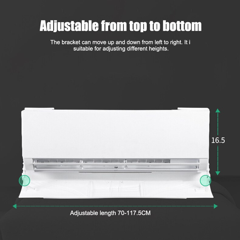 Deflektor na klimatizáciu, teleskopický, nastaviteľný uhol, jednoduchá inštalácia, vetruodolný kryt klimatizácie, plastový závesný kryt J99