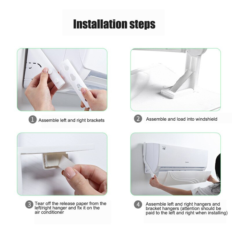 Deflektor na klimatizáciu, teleskopický, nastaviteľný uhol, jednoduchá inštalácia, vetruodolný kryt klimatizácie, plastový závesný kryt J99