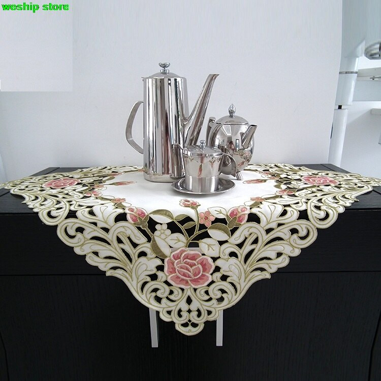 Séria broskyňových ruží, vidiecke látky, čínska výšivka, 60*60 cm, kryt na mikrovlnnú rúru, obrus, uterák