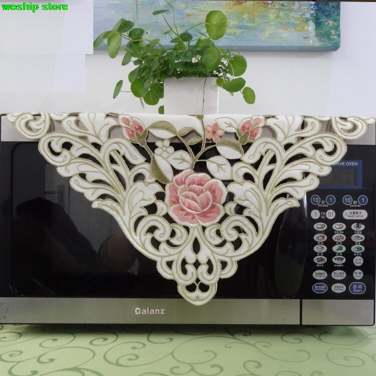 Séria broskyňových ruží, vidiecke látky, čínska výšivka, 60*60 cm, kryt na mikrovlnnú rúru, obrus, uterák