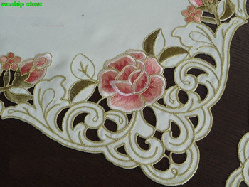 Серия прасковени рози Селско платно изкуство Китайска бродерия 40*40 см Микровълнова фурна Покривало за прах Покривката Покривка Кърпа A