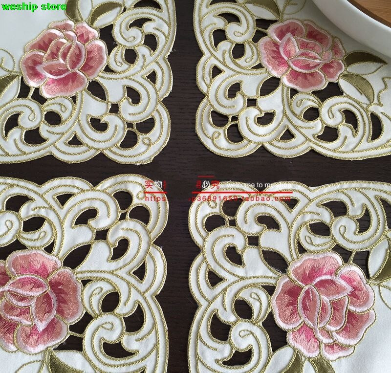 Séria broskyňových ruží Vidiecke látky Umenie Čínska výšivka 40*40cm Obal na mikrovlnnú rúru Obrus Uterák A