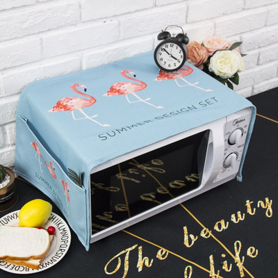 Severský štýl Bavlna a konope Flamingo Protiprachový kryt mikrovlnnej rúry Cobertura para beterraba Cubierta de polvo para horno