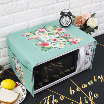 Severský štýl Bavlna a konope Flamingo Protiprachový kryt mikrovlnnej rúry Cobertura para beterraba Cubierta de polvo para horno