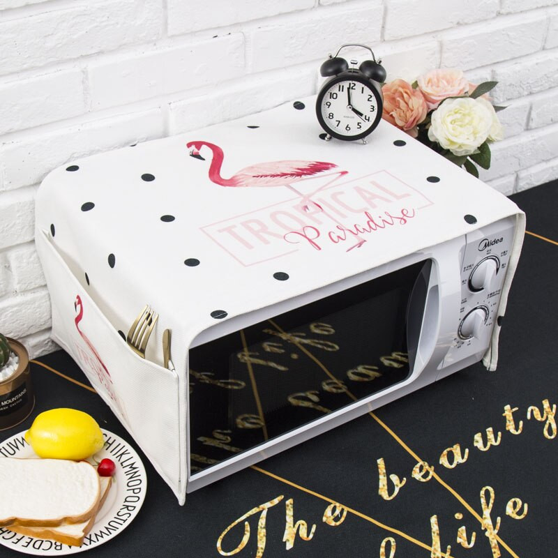 Severský štýl Bavlna a konope Flamingo Protiprachový kryt mikrovlnnej rúry Cobertura para beterraba Cubierta de polvo para horno