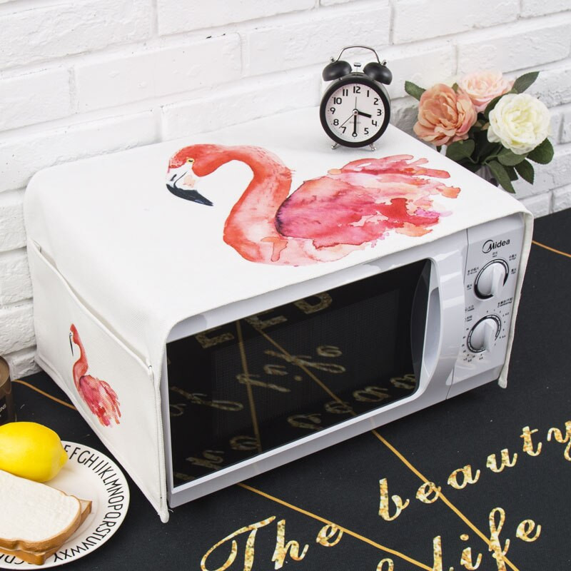 Severský štýl Bavlna a konope Flamingo Protiprachový kryt mikrovlnnej rúry Cobertura para beterraba Cubierta de polvo para horno