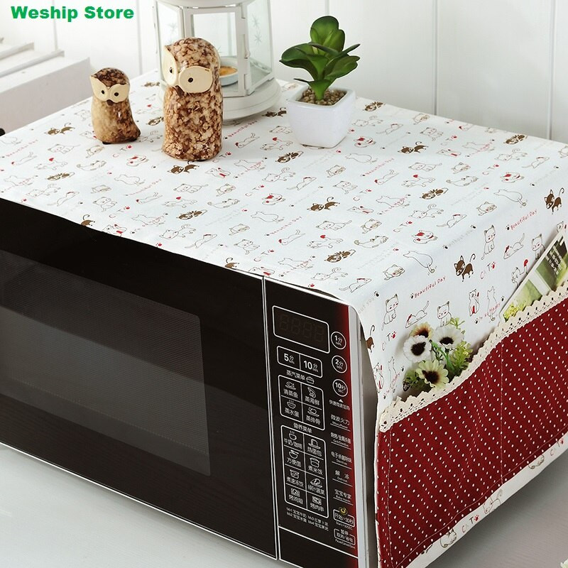 Noul capac de praf pentru cuptorul cu microunde de înaltă calitate Scutul pentru cuptor Artă din pânză Stil rural Cinci tipuri diferite cu pungă de conținut magazin