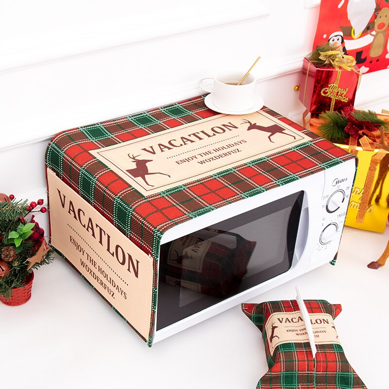 Severský štýl Vianočná mriežka z bavlny a konope Kryt proti prachu do mikrovlnnej rúry Cobertura para beterraba Cubierta de polvo para horno