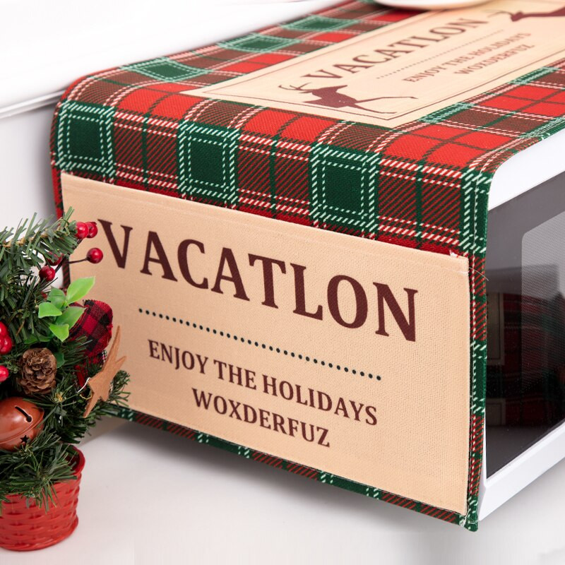 Severský štýl Vianočná mriežka z bavlny a konope Kryt proti prachu do mikrovlnnej rúry Cobertura para beterraba Cubierta de polvo para horno