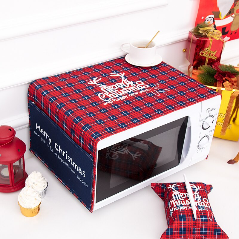 Severský štýl Vianočná mriežka z bavlny a konope Kryt proti prachu do mikrovlnnej rúry Cobertura para beterraba Cubierta de polvo para horno