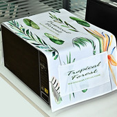 Šiaurės šalių žalieji augalų lapai, marginti linai, universalus mikrobangų krosnelės dangtis 30x90 cm dulkių gaubtas Geometrinis pledas Elektrinės orkaitės dangtis