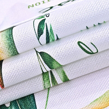 Nordic Green Plant Leaven Printed Len Universal Κάλυμμα φούρνου μικροκυμάτων 30x90cm Κάλυμμα σκόνης Γεωμετρικό καρό Ηλεκτρικό κάλυμμα φούρνου