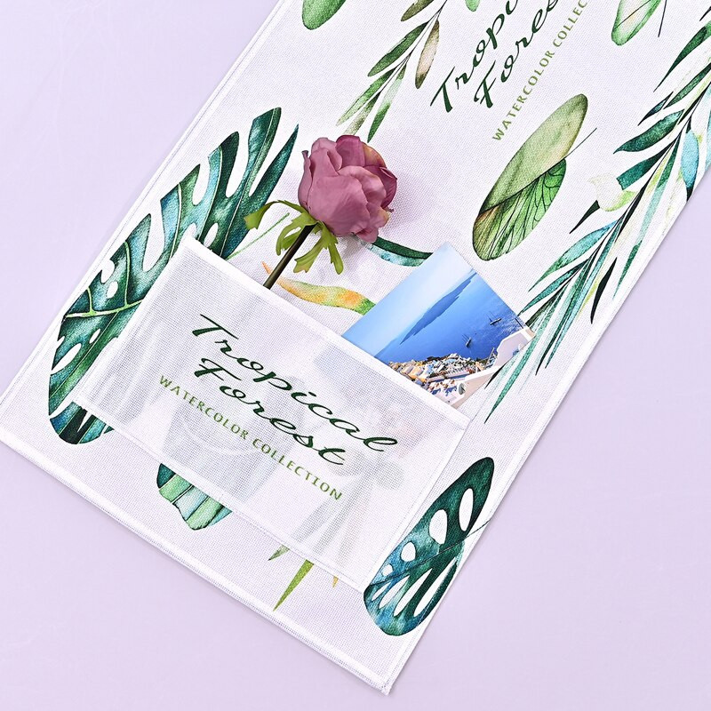 Šiaurės šalių žalieji augalų lapai, marginti linai, universalus mikrobangų krosnelės dangtis 30x90 cm dulkių gaubtas Geometrinis pledas Elektrinės orkaitės dangtis