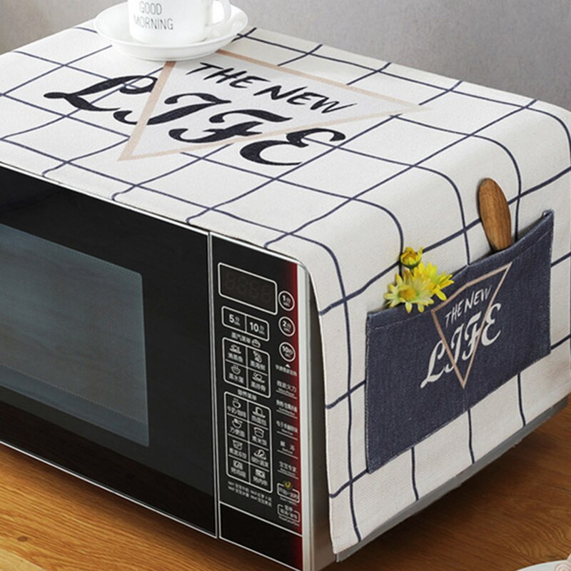 Šiaurės šalių žalieji augalų lapai, marginti linai, universalus mikrobangų krosnelės dangtis 30x90 cm dulkių gaubtas Geometrinis pledas Elektrinės orkaitės dangtis