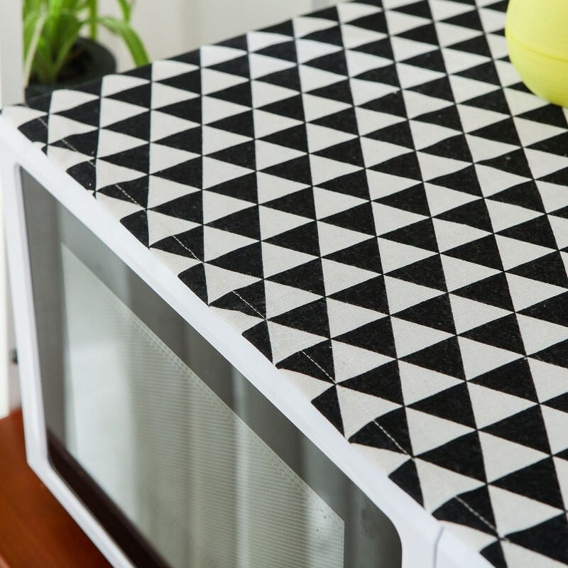 Vodotesný kryt do mikrovlnnej rúry so strapcami, ochranný kryt do mikrovlnnej rúry s úložným vreckom, kryt na rúru, bytová dekorácia