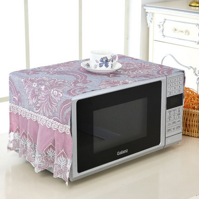 1 ks látkový vyšívaný čipkovaný kryt do mikrovlnnej rúry, látkový kryt do rúry, sada olejotesných závesov, kuchynský kryt do domácnosti, uterák
