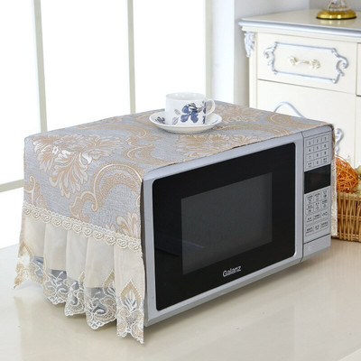 1 ks látkový vyšívaný čipkovaný kryt do mikrovlnnej rúry, látkový kryt do rúry, sada olejotesných závesov, kuchynský kryt do domácnosti, uterák