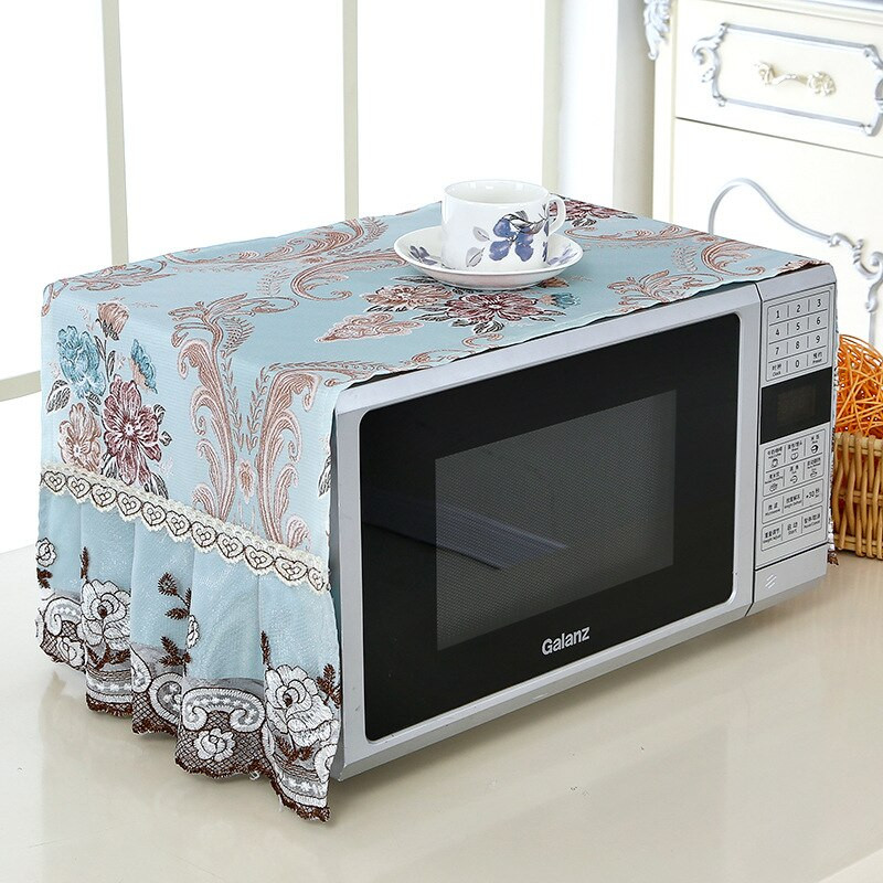 1 ks látkový vyšívaný čipkovaný kryt do mikrovlnnej rúry, látkový kryt do rúry, sada olejotesných závesov, kuchynský kryt do domácnosti, uterák