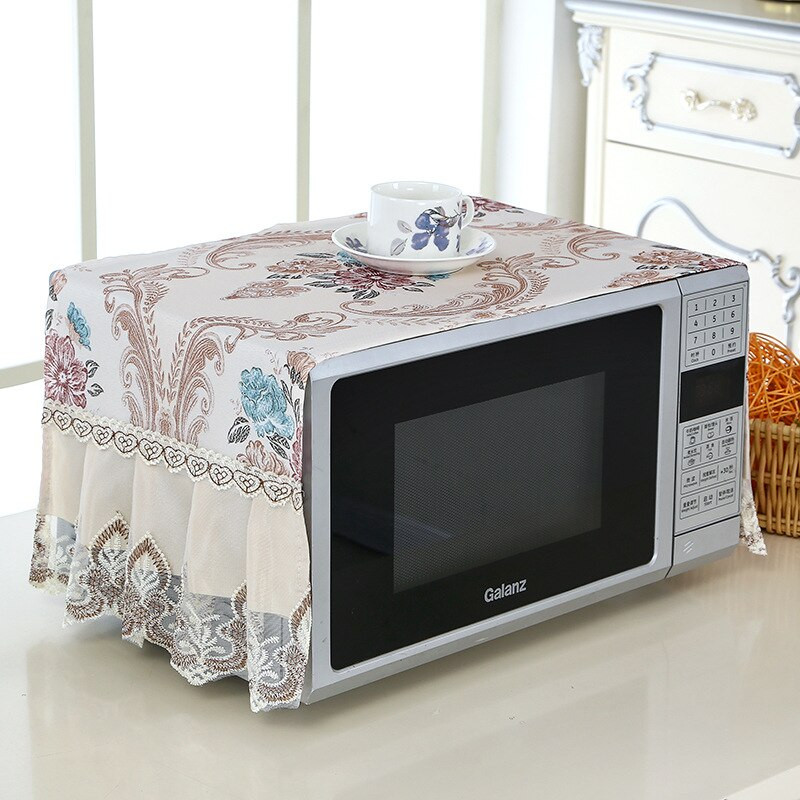 1 ks látkový vyšívaný čipkovaný kryt do mikrovlnnej rúry, látkový kryt do rúry, sada olejotesných závesov, kuchynský kryt do domácnosti, uterák