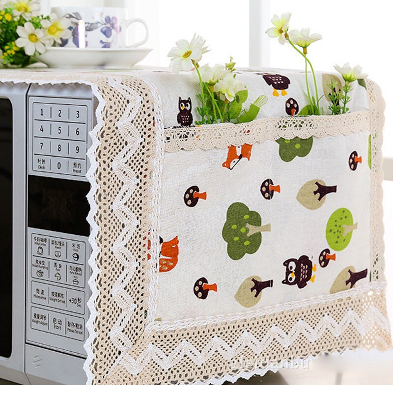 Ľanový kryt na mikrovlnnú rúru SRYSJS, kryt na mikrovlnnú rúru, digestor do mikrovlnnej rúry, utierka do mikrovlnnej rúry s úložným vreckom