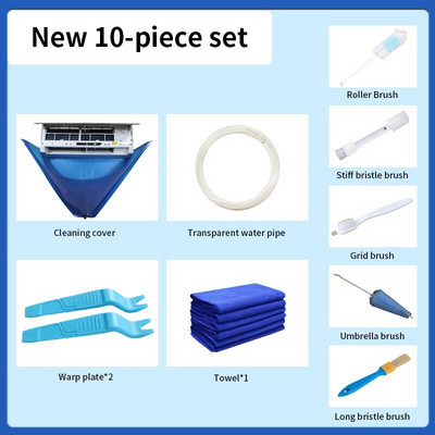 Set de 6/10 bucăți Kit capac pentru curățarea aparatului de aer condiționat Aparatul de aer condiționat de tip suspendat la domiciliu sub 1.5P Set de huse de protecție împotriva prafului