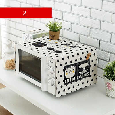 QNBHR Husă din pânză din bumbac și in pentru cuptorul cu microunde din desene animate coreeane Husă din pânză cu pisică pentru cuptor cu microunde Pânză rezistentă la praf pentru decorarea bucătăriei